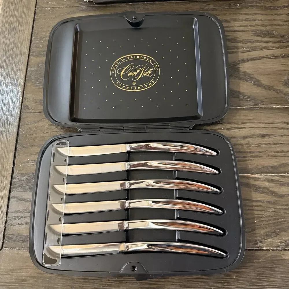 Vintage 60S MCM Carvel Hall 6 Steak Knives Stainless Steel in Original Case